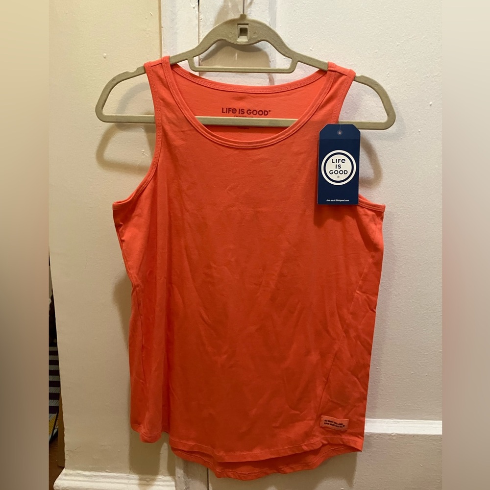 Life Is Good - Orange Sleeveless Tank Top NWT Brand New Size M